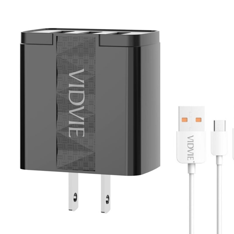 Cargador VIDVIE triple USB 4.8A con cable - PLM331