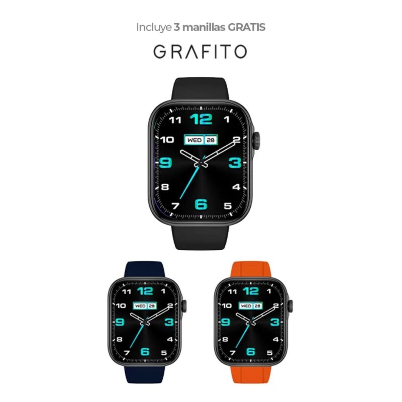 Smartwatch JYRSW4 con 3 manillas intercambiables - Negro